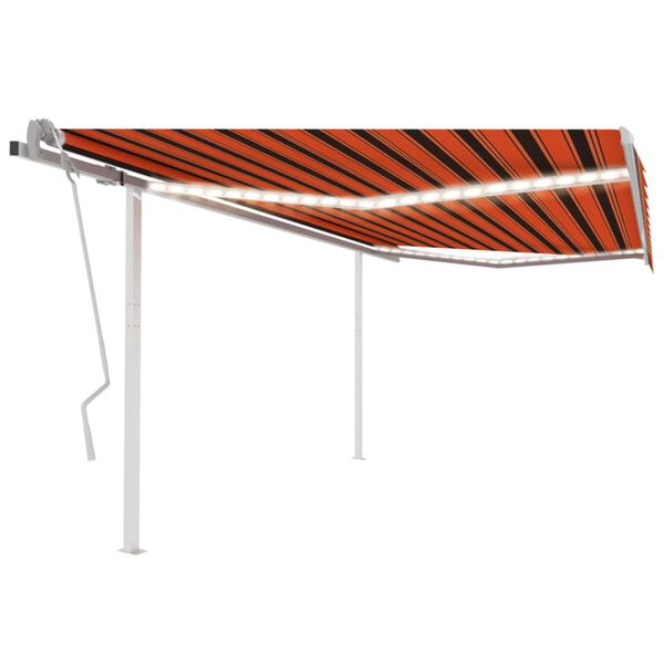 vidaXL Manual Retractable Awning with LED 4x3 m Orange and Brown