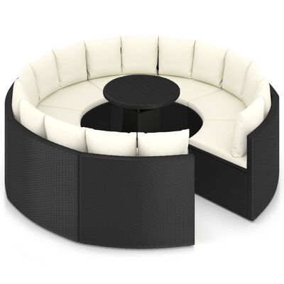 vidaXL 9 Piece Garden Sofa Set with Cushions Poly Rattan Black
