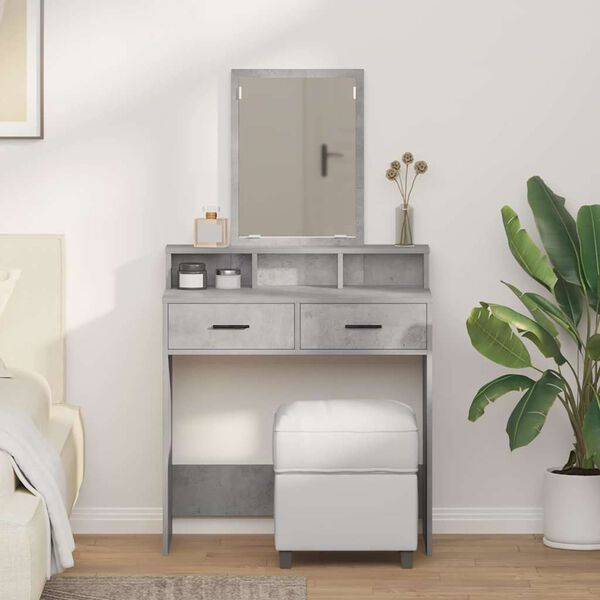 vidaXL Dressing Table Concrete Grey 79 x 41 x 140 cm Engineered Wood