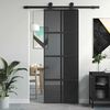 vidaXL Sliding Door Black 76x205 cm Tempered Glass and Aluminium