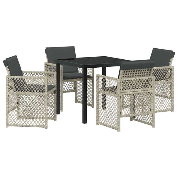 vidaXL Garden Dining Set 5 pcs Light Grey Poly Rattan