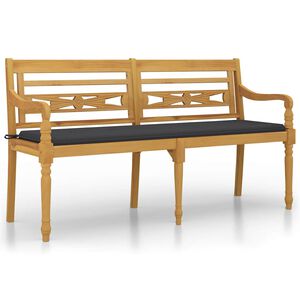 vidaXL Bench | Natural Teak, Anthracite | Solid Teak Wood, Polyester | Large