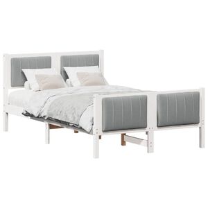 vidaXL Bed frame White and light grey 120 x 190 cm Solid pine wood