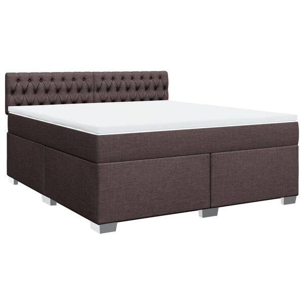 vidaXL Box Spring Bed with Mattress Dark Brown 180x200 cm Fabric