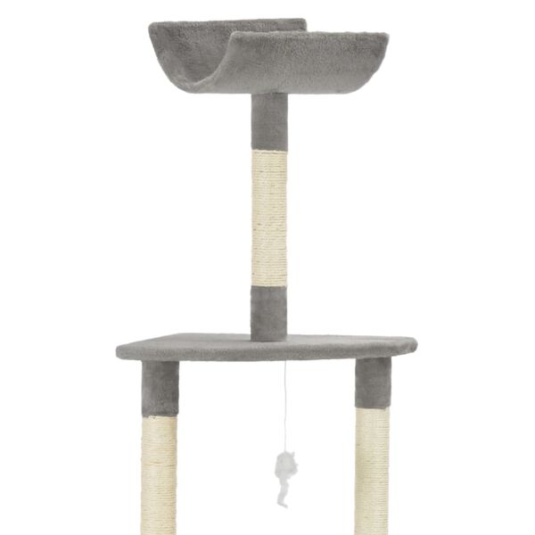 vidaXL Cat Tree with Sisal Scratching Post Grey 180 cm
