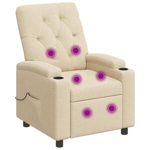 vidaXL Recliner Massage Chair Cream 75 x 95 x 101 cm Fabric