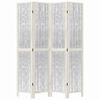 vidaXL Room Divider 4 Panels White Solid Wood Paulownia