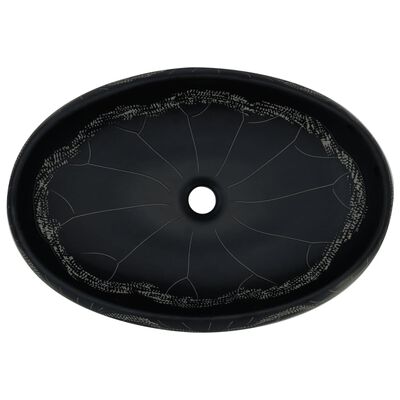 vidaXL Countertop Basin Black Oval 59x40x15 cm Ceramic