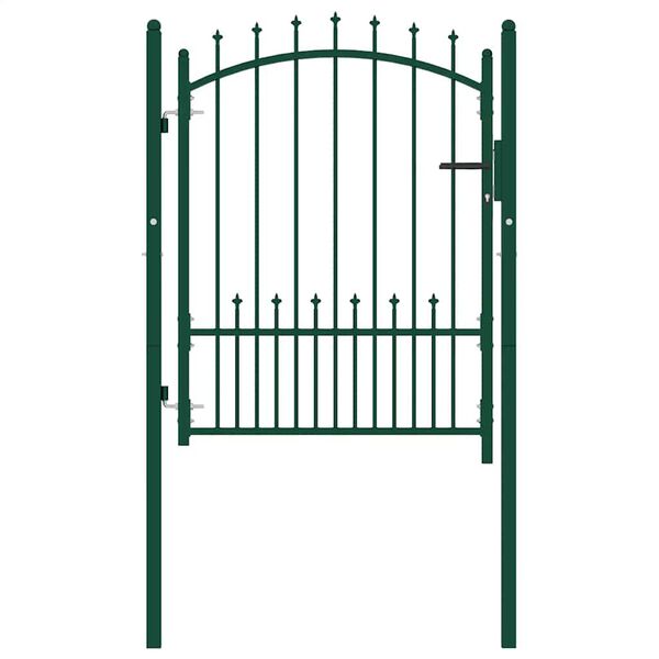 vidaXL Fence Gate with Spikes Steel 104x109.5 cm Green