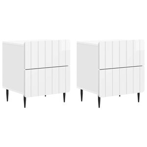 vidaXL Bedside Cabinet 2 pcs High Gloss White 43 x 34.5 x 49.5 cm