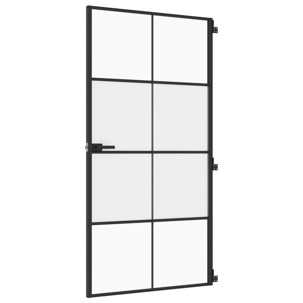 vidaXL Interior Door Slim Black 102.5x201.5 cm Tempered Glass and Aluminium