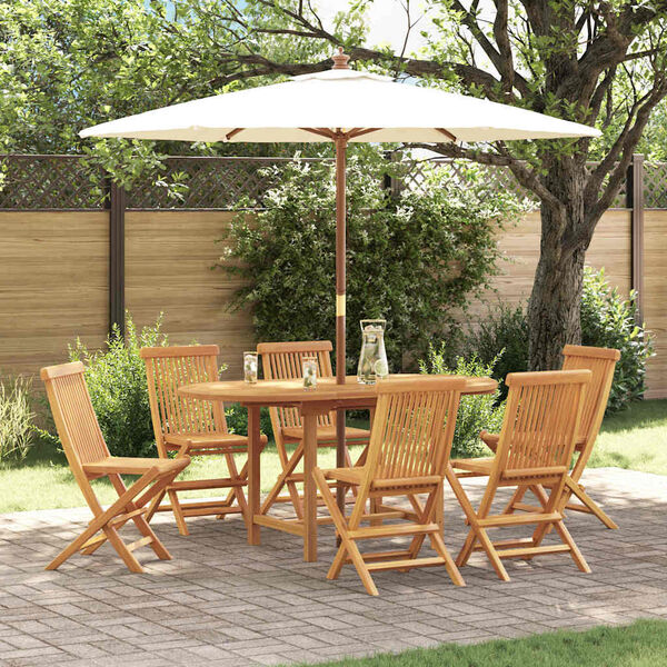 vidaXL Garden Dining Set 7 pcs Brown Solid Teak Wood