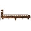 vidaXL Bed Frame with LED without Mattress Smoked Oak 120x200 cm
