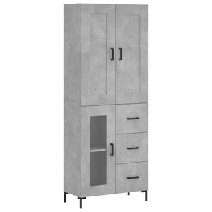vidaXL Highboard Concrete Grey 69.5x34x180 cm Engineered Wood