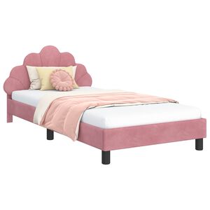 vidaXL Children's Bed Frame with Headboard Pink 90 x 200 cm Velvet
