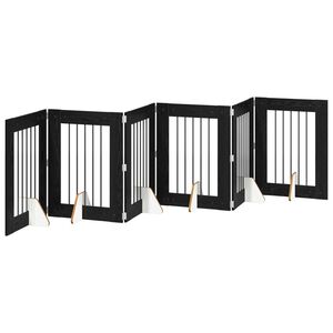 vidaXL Foldable Dog Gate with Stands 6 pcs Black Oak 362 cm