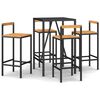 vidaXL 5 Piece Garden Bar Set Black Poly Rattan& Solid Wood Acacia