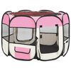 vidaXL Foldable Dog Playpen with Carrying Bag Pink 90x90x58 cm