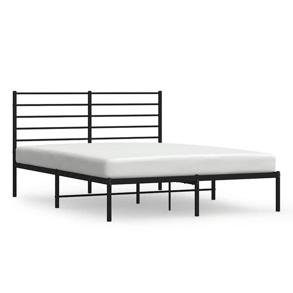 vidaXL Metal Bed Frame without Mattress with Headboard Black 160x200cm