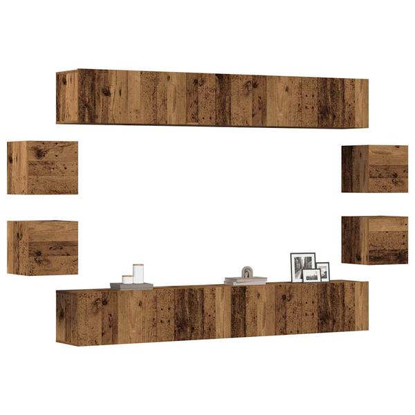 vidaXL Wall Mounted TV cabinets 8 pcs Old Wood Engineered Wood