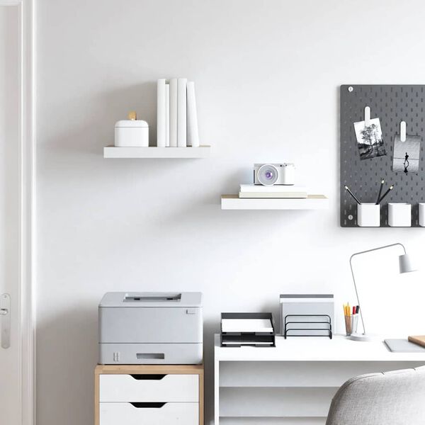 vidaXL Floating Wall Shelves 2 pcs Oak and White 50x23x3.8 cm MDF