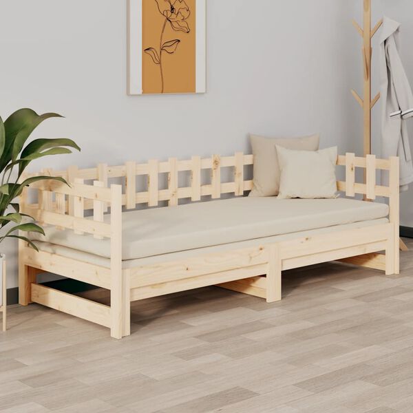 vidaXL Pull-out Day Bed without Mattress 2x(80x200) cm Solid Wood Pine
