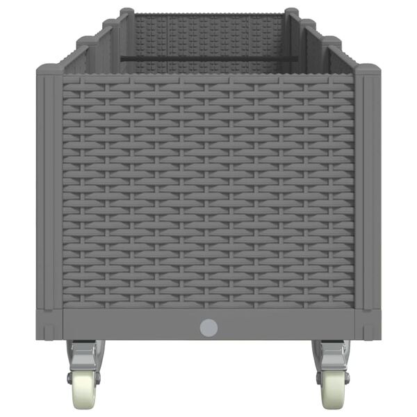 vidaXL Garden Planter with Wheels Light Grey 240x50x54 cm PP