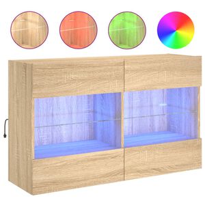 vidaXL TV Wall Cabinet with LED Lights Sonoma Oak 98,5x30x60,5 cm