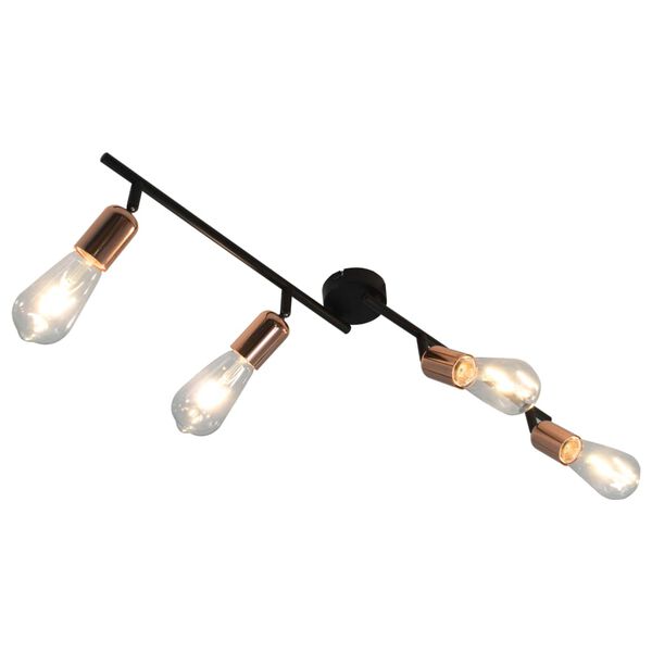 vidaXL 4-way Spot Light with Filament Bulbs 2 W Black and Copper 60 cm E27