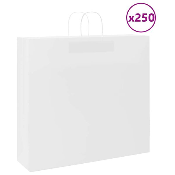 vidaXL Paper Bags 250 pcs with Handles White 54x15x49 cm