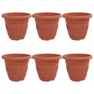 vidaXL Round Flower Pot 6 pcs Brick Red &Oslash; 22 x 18 cm Plastic
