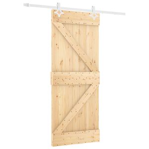 vidaXL Sliding Door Natural and White 80 x 210 cm Solid Pine Wood
