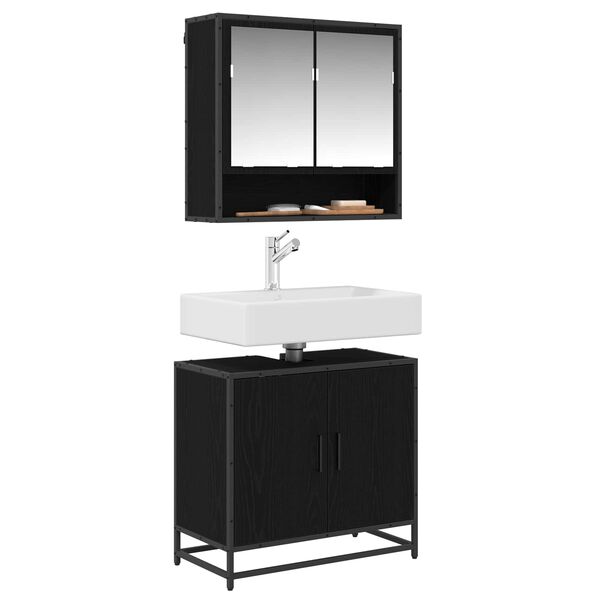 vidaXL Bathroom Sink Cabinet Black Oak 65 x 33 x 60 cm Engineered wood