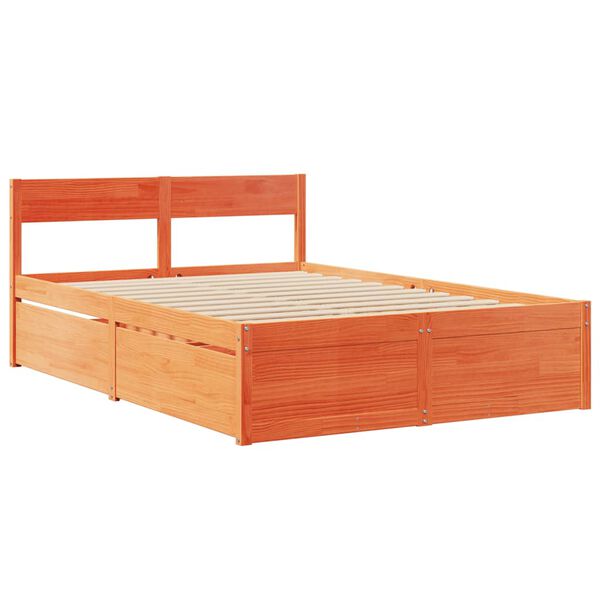 vidaXL Bed Frame without Mattress Wax Brown 120x190 cm Small Double Solid Wood Pine