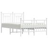 vidaXL Metal Bed Frame without Mattress with Footboard White 120x190cm