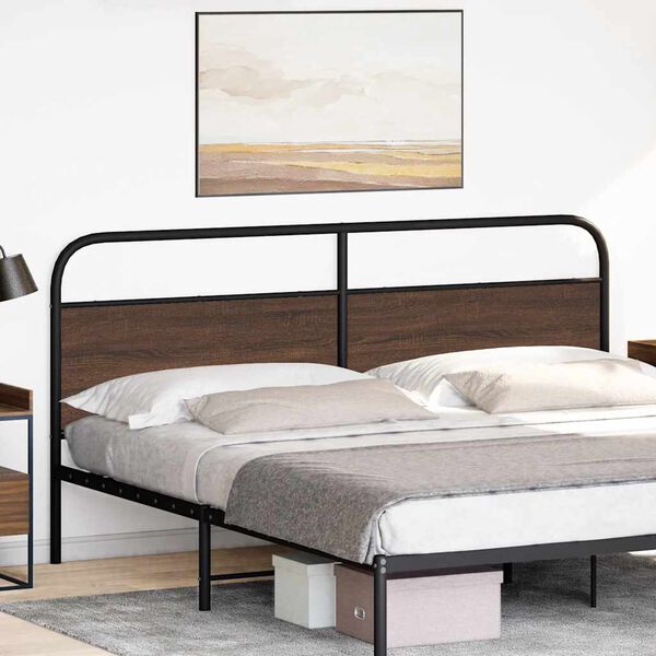 vidaXL Headboard Brown Oak 180 cm Steel and Engineered Wood