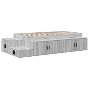 vidaXL Storage Bed Frame Grey Sonoma 80 cm Engineered Wood