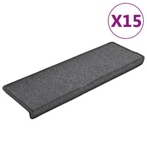 vidaXL Stair Mats 15 pcs 65x21x4 cm Dark Grey Rectangular Edge