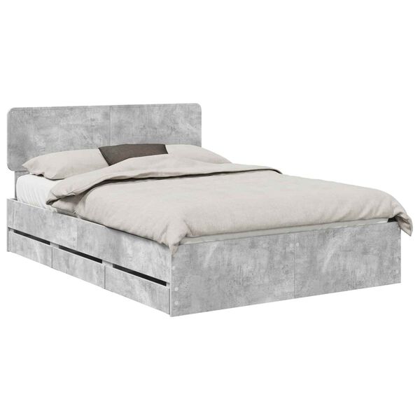 vidaXL Bed Frame Concrete Grey 160 x 200 cm Engineered Wood