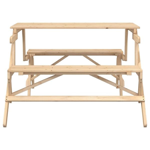 vidaXL Picnic Table with Benches Solid Wood Fir 2-in-1 Convertible