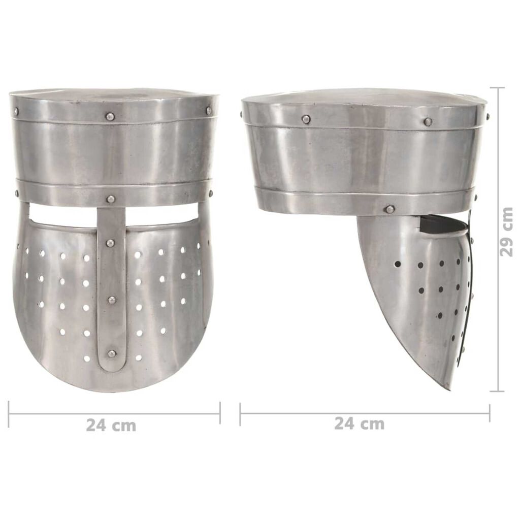 vidaXL Medieval Knight Helmet Antique Replica LARP Silver Steel