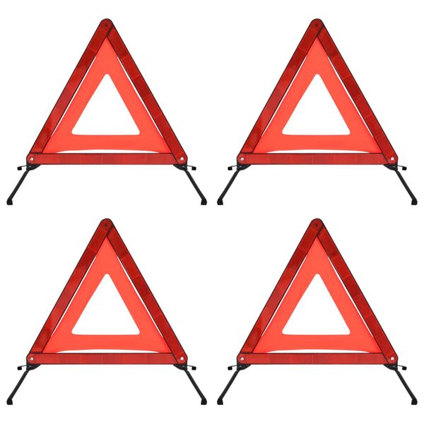 vidaXL Traffic Warning Triangles 4 pcs Red 56.5x36.5x44.5cm