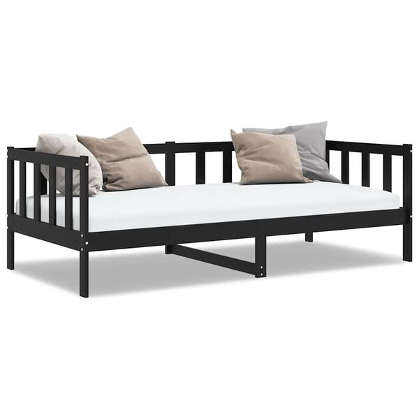 vidaXL Day Bed without Mattress Black Solid Wood Pine 90x200cm