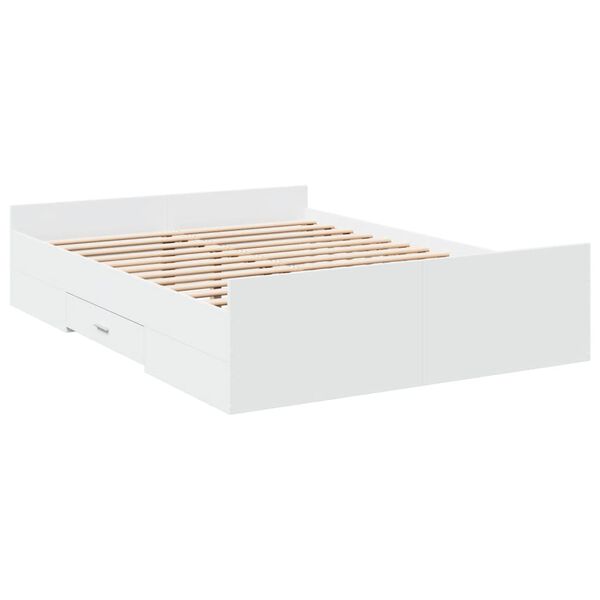 vidaXL Bed Frame with Drawers without Mattress White 140x190 cm