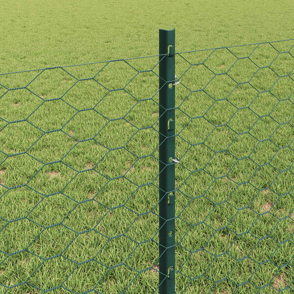 vidaXL Fence with Post Green 0.8 x 10 m Steel and PVC