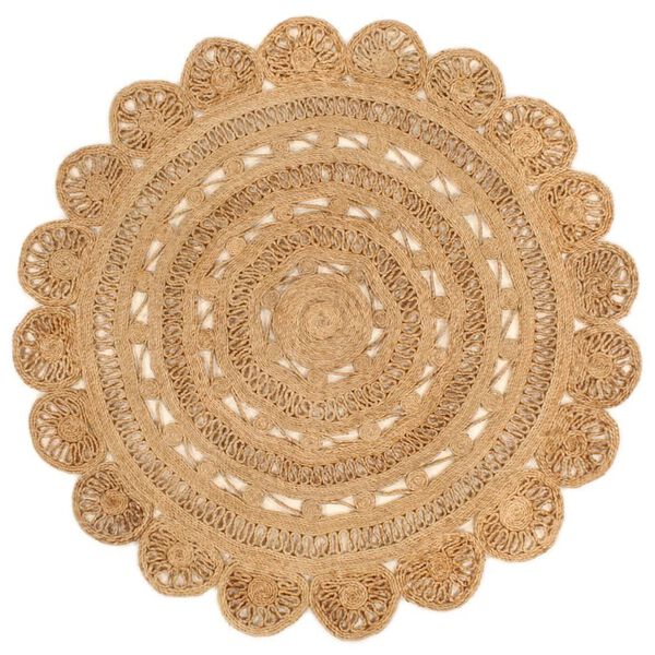 vidaXL Area Rug Hand-braided Jute 150 cm Round