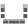 vidaXL 8 Piece TV Wall Units with LED Concrete Grey Engineered Wood