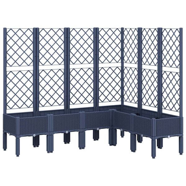 vidaXL Garden Planter with Trellis Blue Grey 160x120x142 cm PP