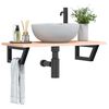 vidaXL Basin Shelf Wall Mounted Steel and Solid Wood Oak