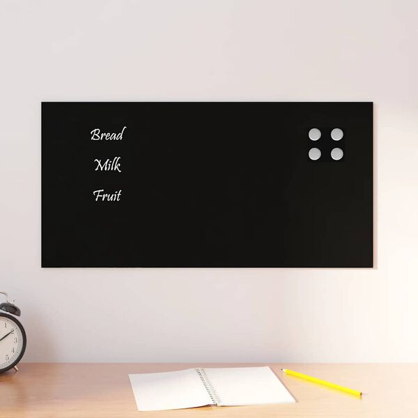 vidaXL Wall-mounted Magnetic Board Black 60x30 cm Tempered Glass